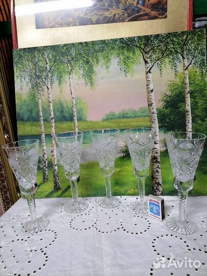 Бокалы фужеры хрусталь СССР, h 19,5 см, 5 шт