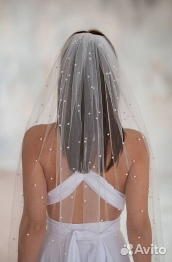 Короткая Свадебная фата с жемчугом Новое