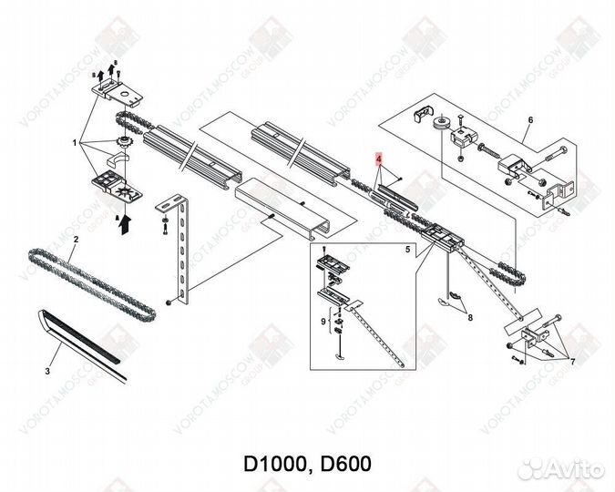 Направляющая SK-3600 с цепью DoorHan