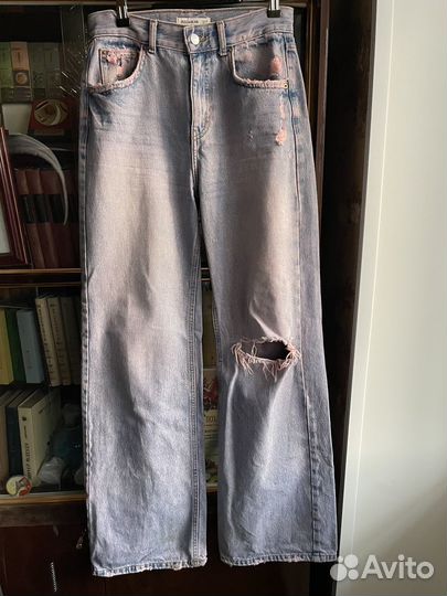 Джинсы pull and bear 34 широкие клеш
