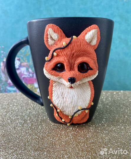 Кружечка с декором из полимерной глины