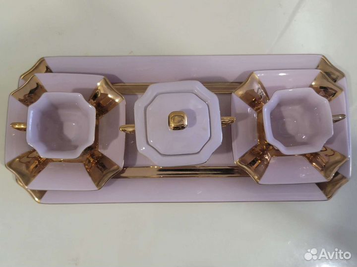 Сервиз кофейный Чехия розовый