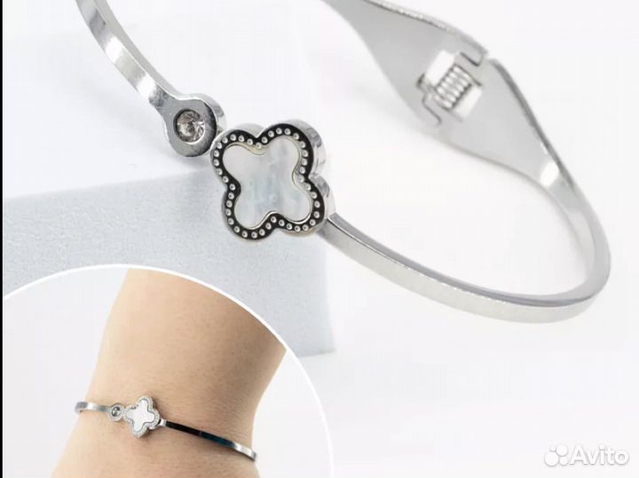 Набор как Van cleef серебряный серьги и браслет