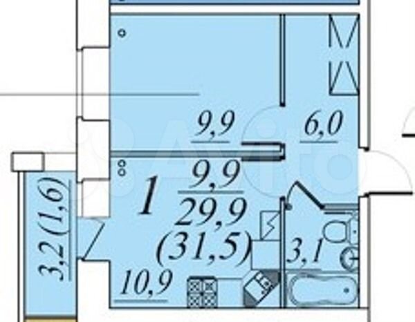 1-к. квартира, 31,5 м², 5/9 эт.