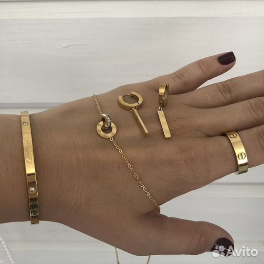 Комплект Love цвет золото стиль Cartier