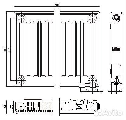 Радиатор стальной Kermi FTV110300401R2Y панельный