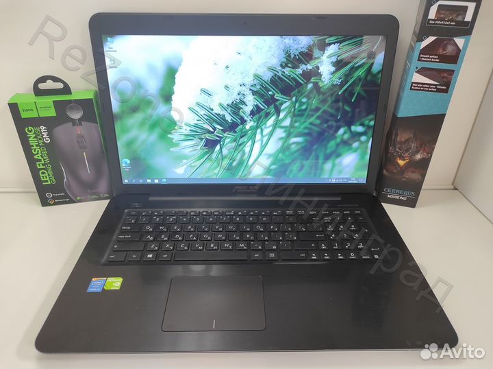 Игровой ноутбук asus, 4 ядра, SSD, 17 дюймов