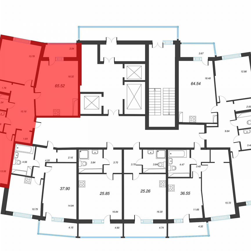 2-к. квартира, 67,3 м², 13/22 эт.