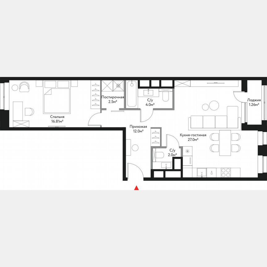 1-к. квартира, 65,6 м², 3/20 эт.