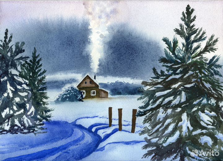 Картины акварелью, пейзажи