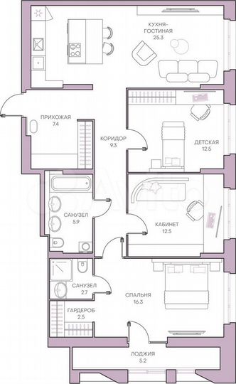 3-к. квартира, 100,4 м², 9/18 эт.
