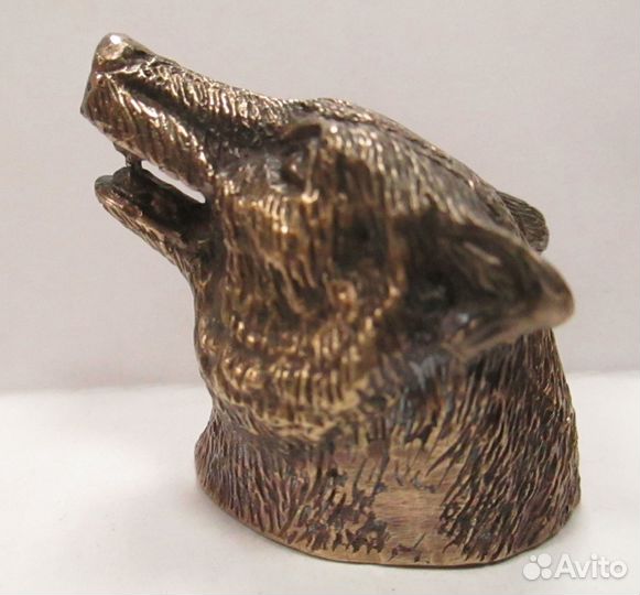 Колокольчик «Голова волка». Бронза