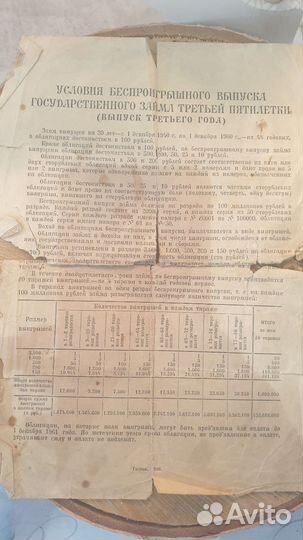 Ретро облигация 100 р. СССР 1940 г. оригинал