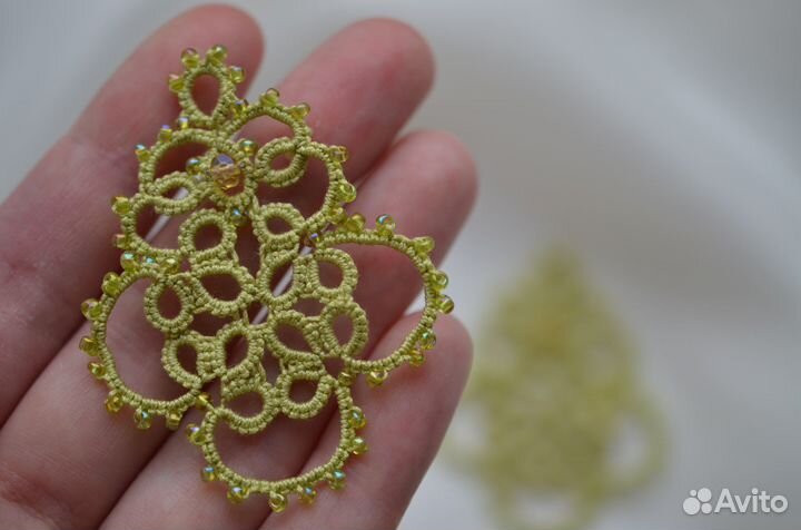 Серьги фриволите ручная работа