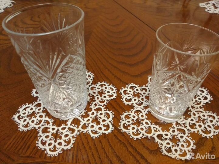 Хрусталь с алмазной нарезкой высокие стопки СССР