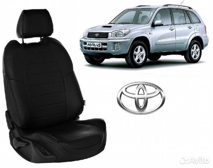 Чехлы из экокожи на Toyota Rav-4 00-05г черные