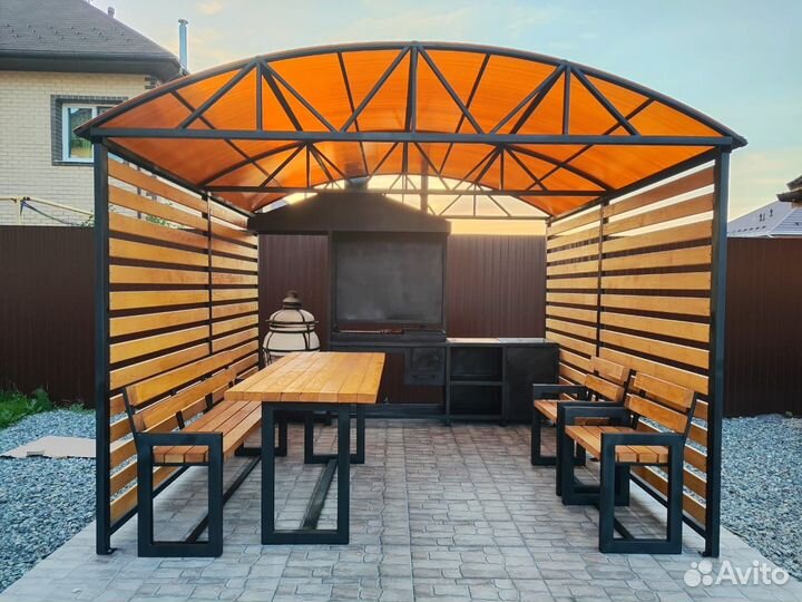 Беседка под ключ с мангалом, мебелью производитель