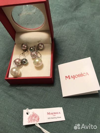 Серьги из серебра 925 пробы с жемчугом Majorica