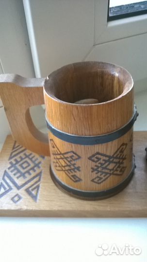 Сувенир 2 деревянные кружки