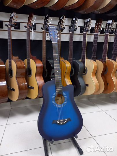 Гитара Акустическая Новая Синяя Матовая