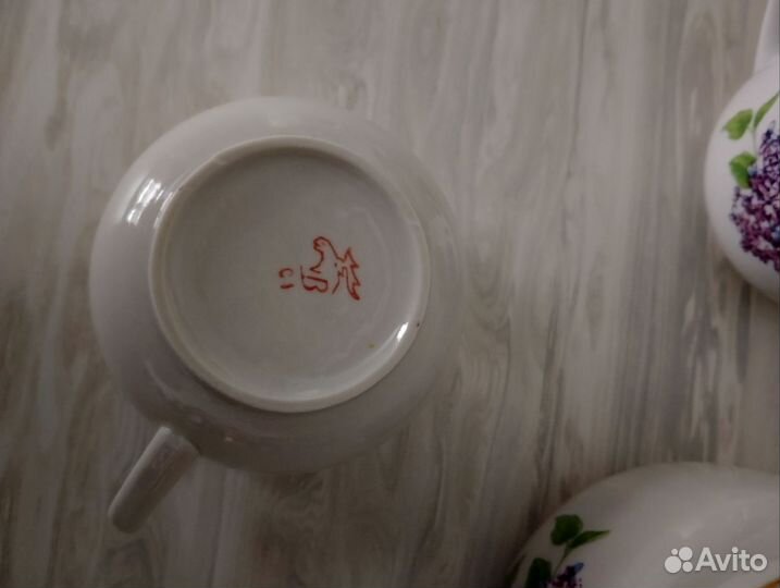 Чайные кружки и сахарница сирень Вербилки