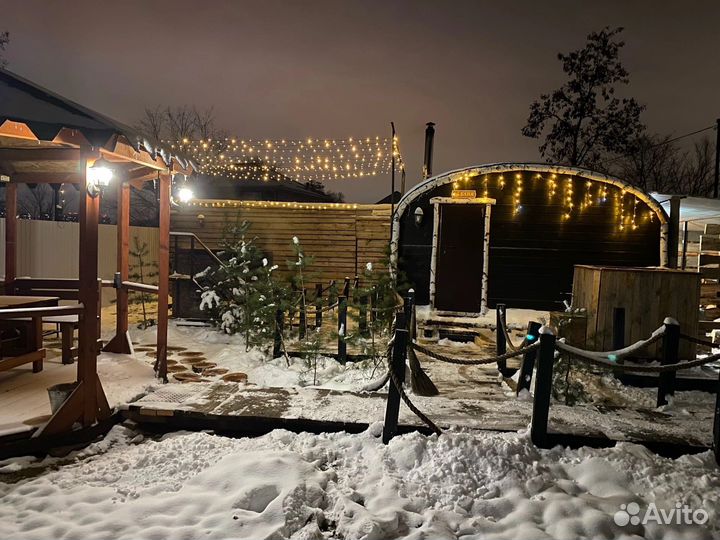 Русская Баня на дровах с Горячим Чаном и прорубью