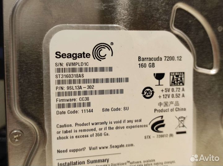 Жесткий диск Seagate 160 гб s/n 6vmpld1c