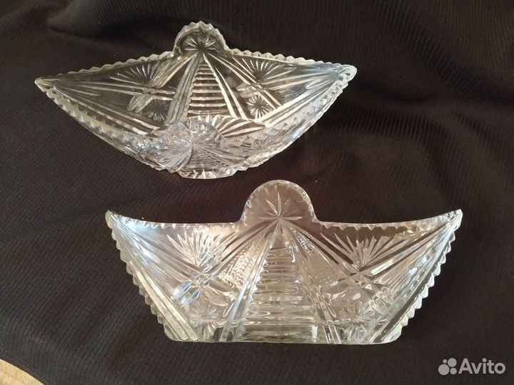 Салатник лодочка, 2шт., хрусталь, СССР