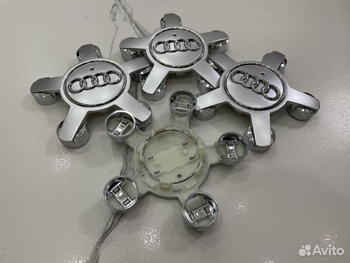 Колпачки в диски Audi 135 мм серебристые краб