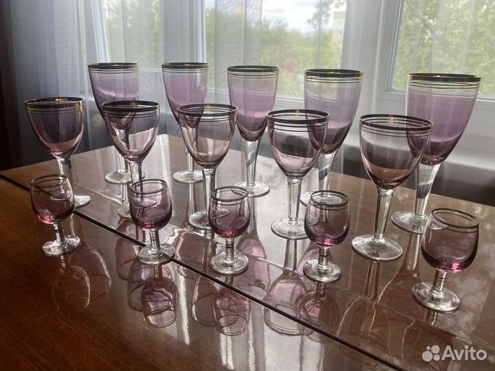 Комплект фужеров Цветное стекло СССР