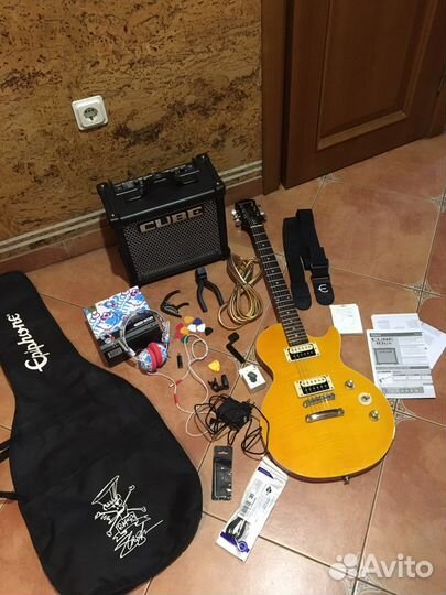 Epiphone slash LES paul комбо Roland cube-10GX