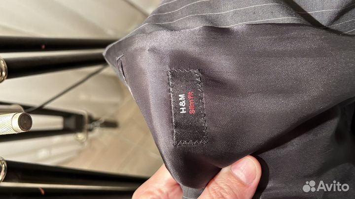 Пиджак H&M (USA). L/XL. Серый в полоску