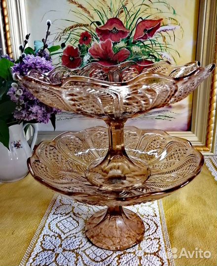 Посуда, карамельное стекло. Винтаж