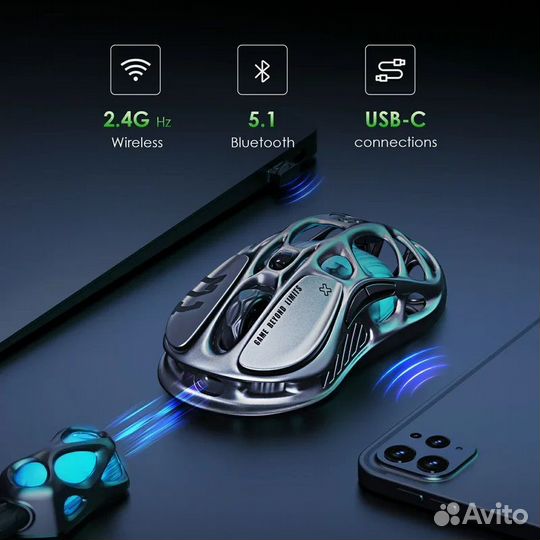 Беспроводная мышь GravaStar Mercury M1 Pro Gunmeta