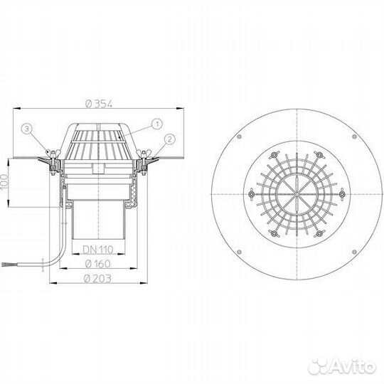 HL62.1/1 Воронка для неэксплуатируемой кровли с ве