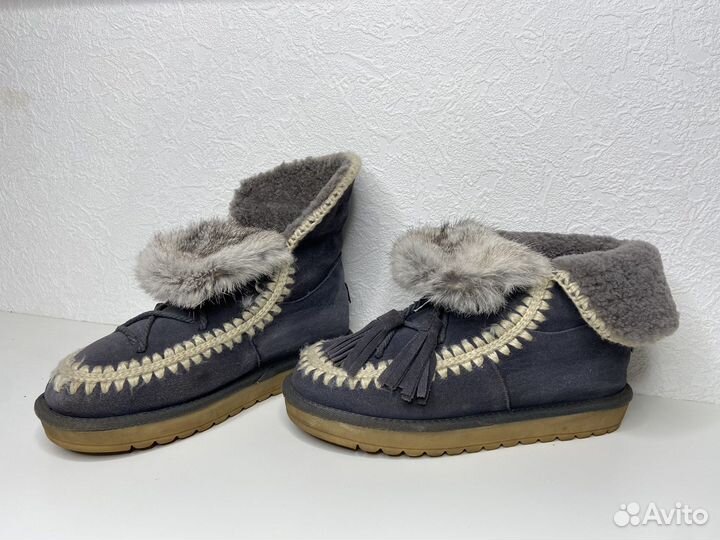 Зимние ботинки натуральная замша серые размер 40