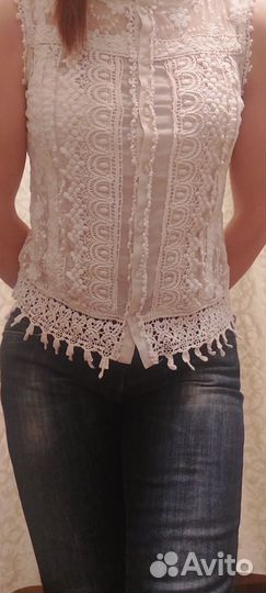 Блузка 44 размер бохо, кружево