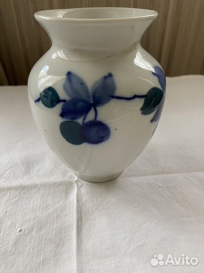 Ваза фарфор, кобальт, Барановка