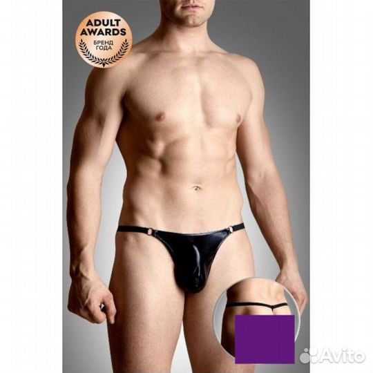Черные мужские стринги wetlook