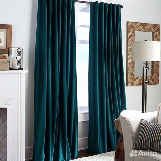 Готовая штора канвас (изумруд)