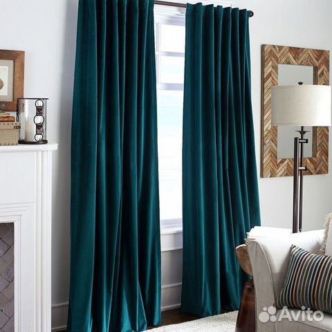 Готовая штора канвас (изумруд)