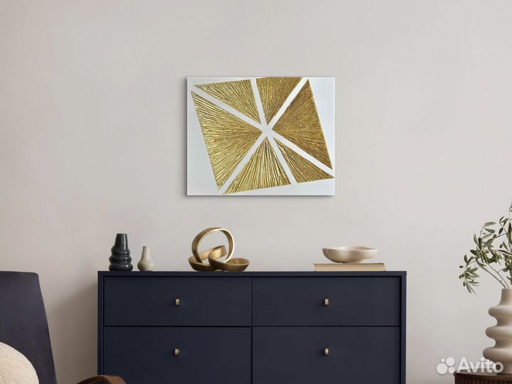 Интерьерная картина текстурная с золотой поталью