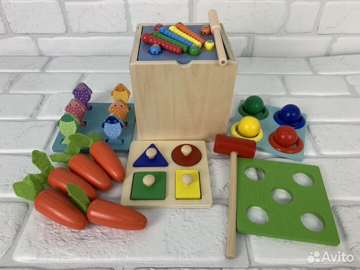 Деревянный куб Монтессори 5в1