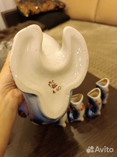 Статутка-графин со стопками фарфор рыбы