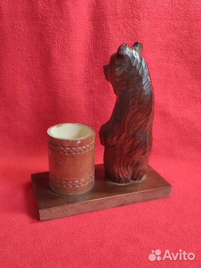 Карандашница из дерева Мишка сластёна РСФСР 1991