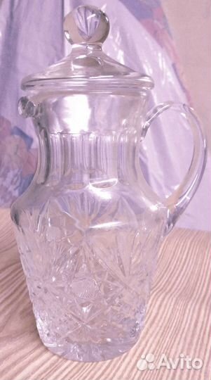 Графин - Штоф + Кувшин, хрусталь, с крышкой. Чехия
