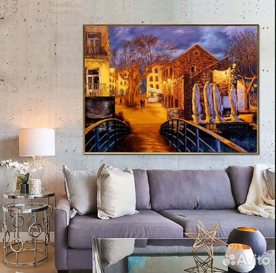 Картина маслом на холсте городской пейзаж