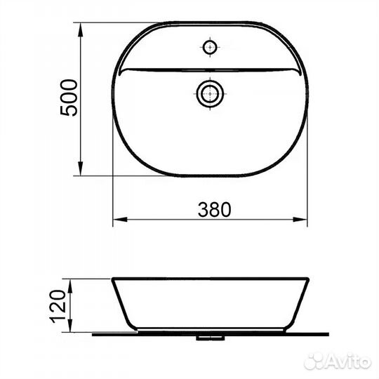 Раковина Azario 500x380x120 овальная белая