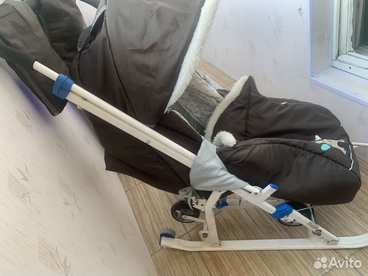 Детские санки коляска с колесами