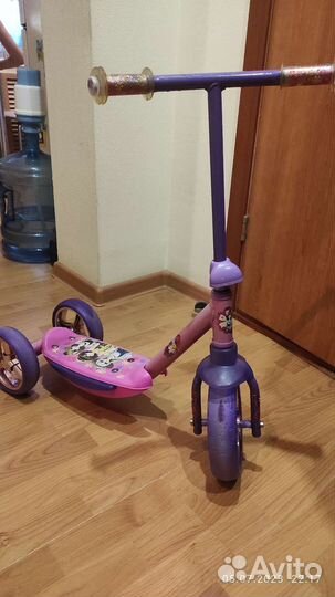 Самокат детский техколесный для девочек